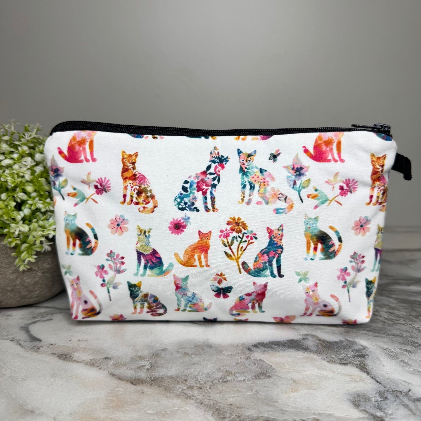Pouch - Cats Floral Rainbow
