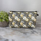 Pouch - Floral Black Grey Stripe