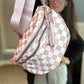 The Roni Nylon Crossbody - Checkered Medium Pink
