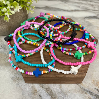 Bracelet - Tiny Bead - Religious Cross Mix