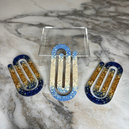 Jumbo Paperclip - Blue Gold Glitter