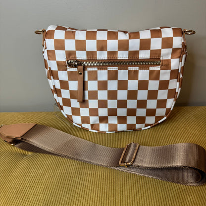 The Roni Nylon Crossbody - Checkered Camel