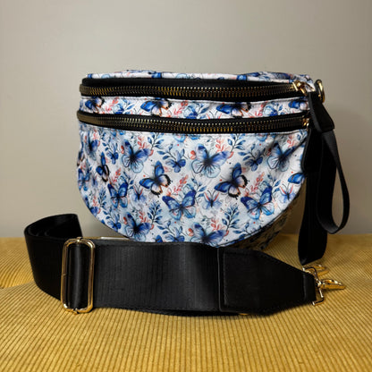 The Roni Nylon Crossbody - Blue Butterfly