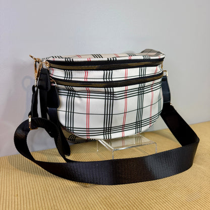 The Roni Nylon Crossbody - Plaid Stripe