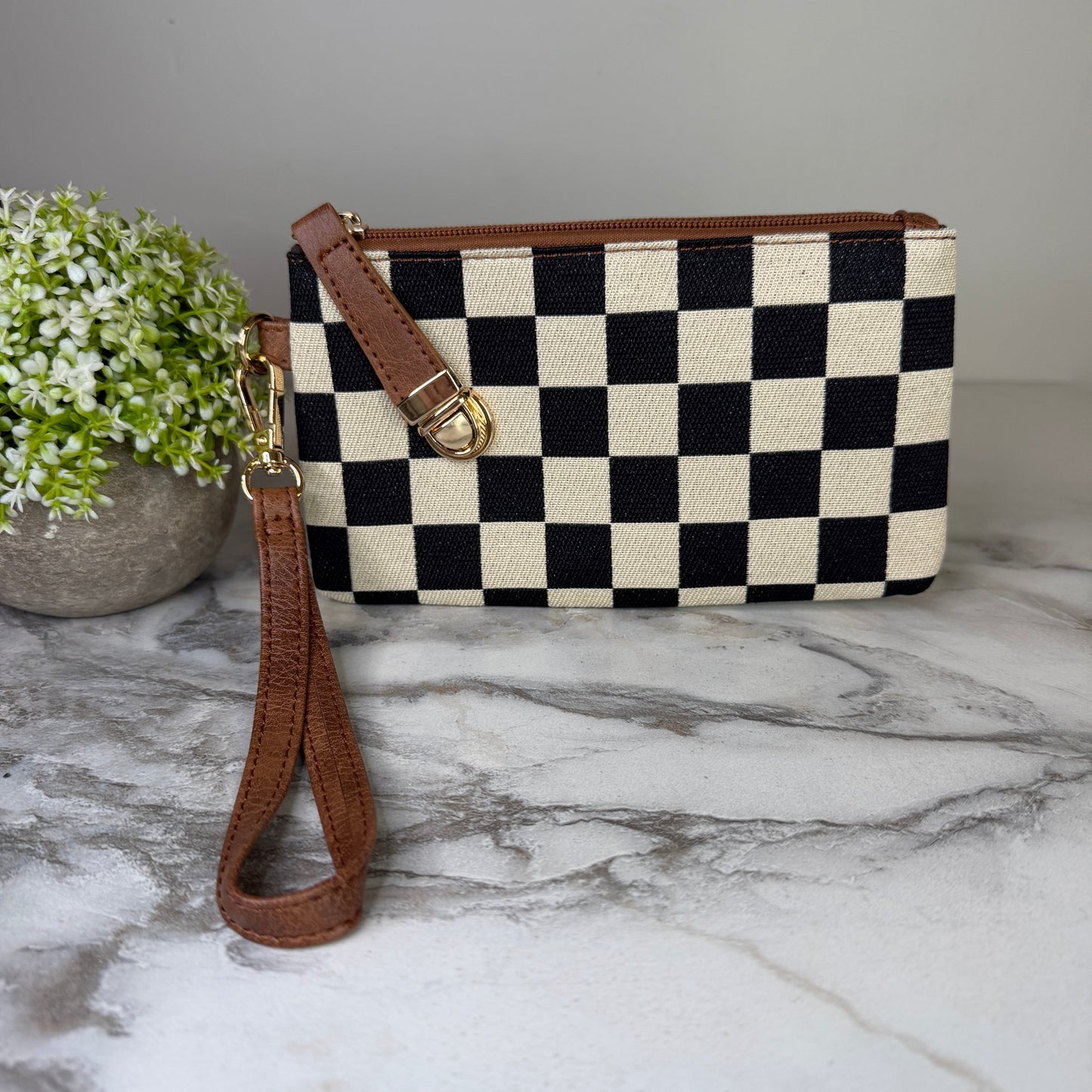 Wallet Clutch - Checker Canvas