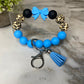 Silicone Bracelet Keychain - Blue Bow