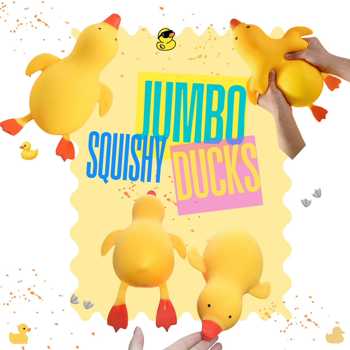 Squishy Toy - Laying Down Duck, Jumbo - PREORDER