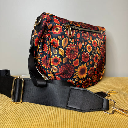 The Roni Nylon Crossbody - Moody Crimson Floral
