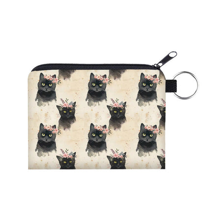 Mini Pouch - Cat Floral Crown