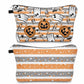 Pouch - Halloween Fall - Pumpkin Ghost Orange Grey Stripe