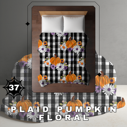 Blanket Halloween #37 - Plaid Pumpkin Floral