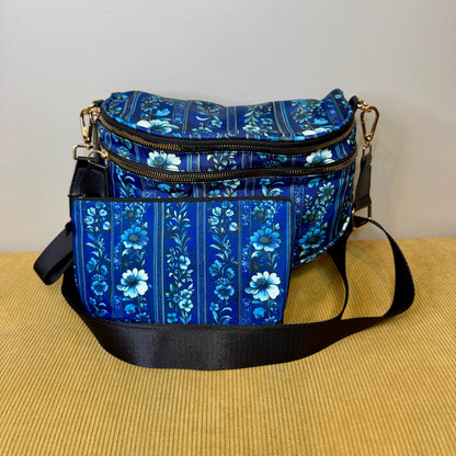 Bundled Set - Roni & Pouch - Blue Floral Stripe