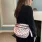 The Roni Nylon Crossbody - Checkered Medium Pink