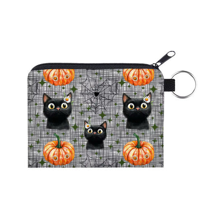 Mini Pouch - Halloween - Black Cat Daisy Pumpkin