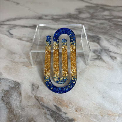 Jumbo Paperclip - Blue Gold Glitter