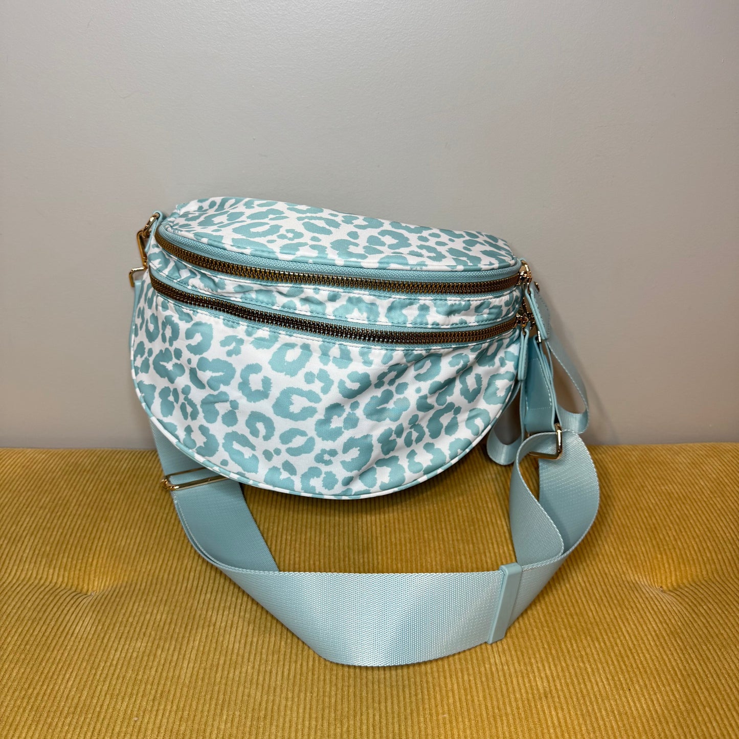 The Roni Nylon Crossbody - Animal Print Aqua