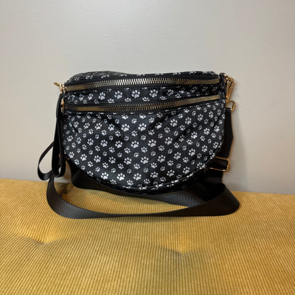 The Roni Nylon Crossbody - Black & Grey Paw