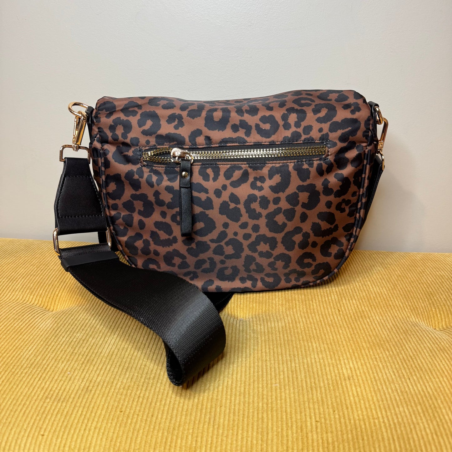 The Roni Nylon Crossbody - Animal Print Black & Caramel