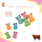 Colorful squishy toys shaped like cows on a white background with 'Viral Squishy Toys' text.