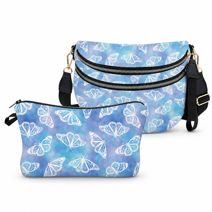 Bundled Set - Roni & Pouch - Butterfly Blue Purple Watercolor