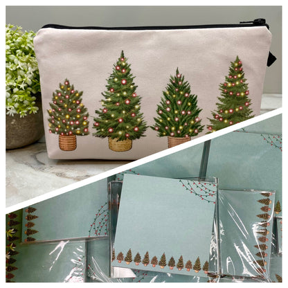 Pouch & Sticky Note Bundled Set - Christmas Trees