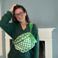 The Roni Nylon Crossbody - Checkered Kelly Green