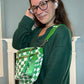 The Roni Nylon Crossbody - Checkered Kelly Green