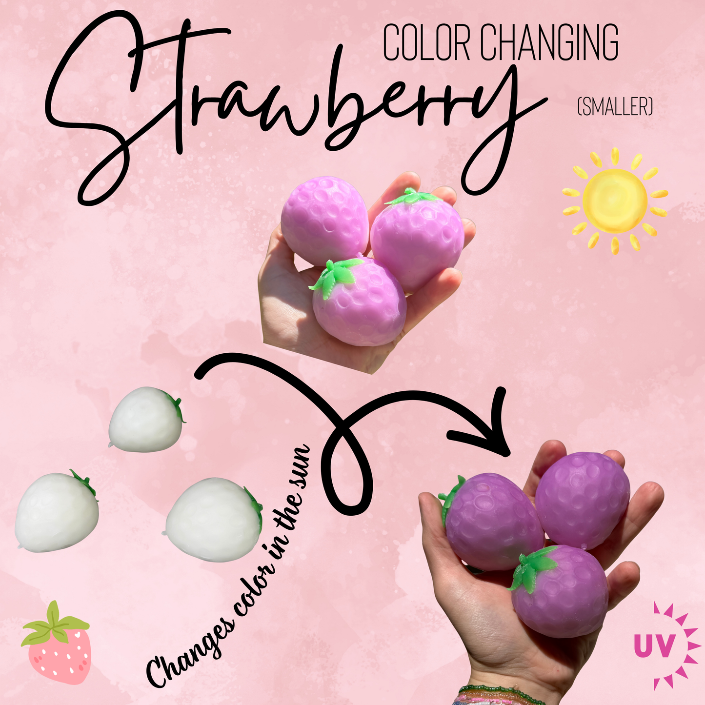 Squishy Toy - Sunlight Color Changing Strawberry, Smaller