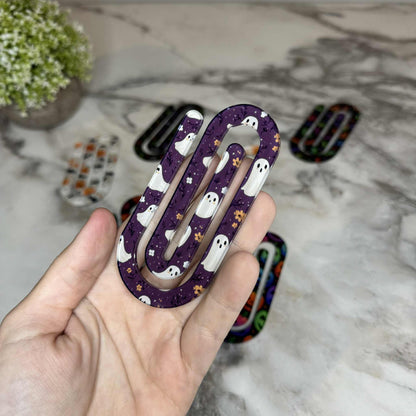 Jumbo Paperclip - Purple Ghost Halloween